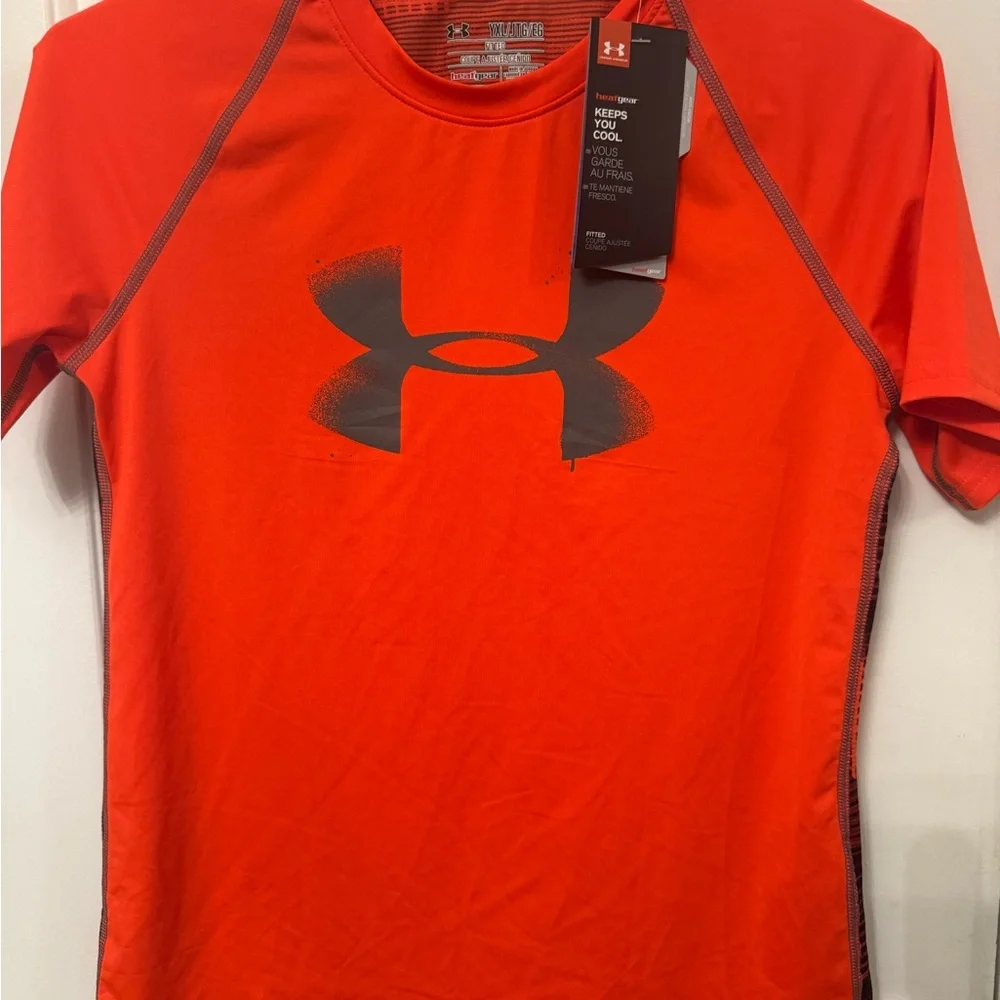 NWT Under Armour Boy’s Bright Orange Fitted Shirt